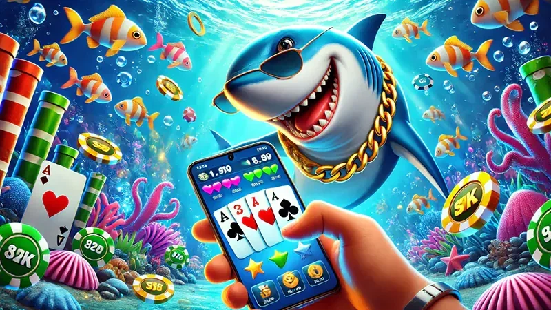 Arena bawah laut dengan target ikan dan efek tembakan