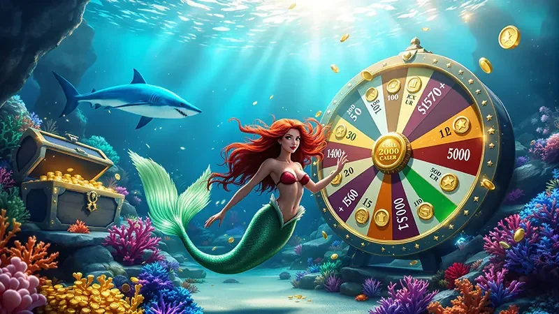 Ilustrasi layar permainan ikan bertema laut untuk perangkat mobile